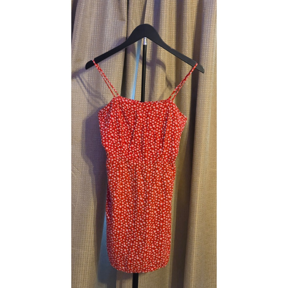 Aeropostale Floral Print Spaghetti Strap Mini‎ Dress Women's Size Medium Red